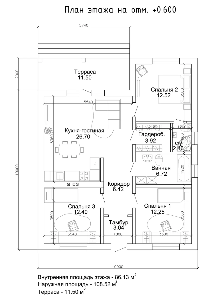 Дом «Проект 11», 108,52 м² — планировка
