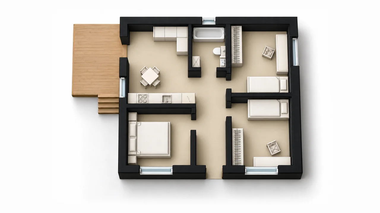 Дом «Проект 3», 75,6 м² — макет
