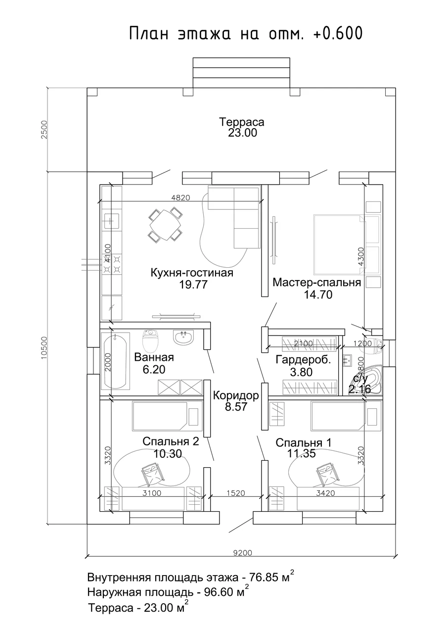 Дом «Проект 8», 96,6 м² — планировка